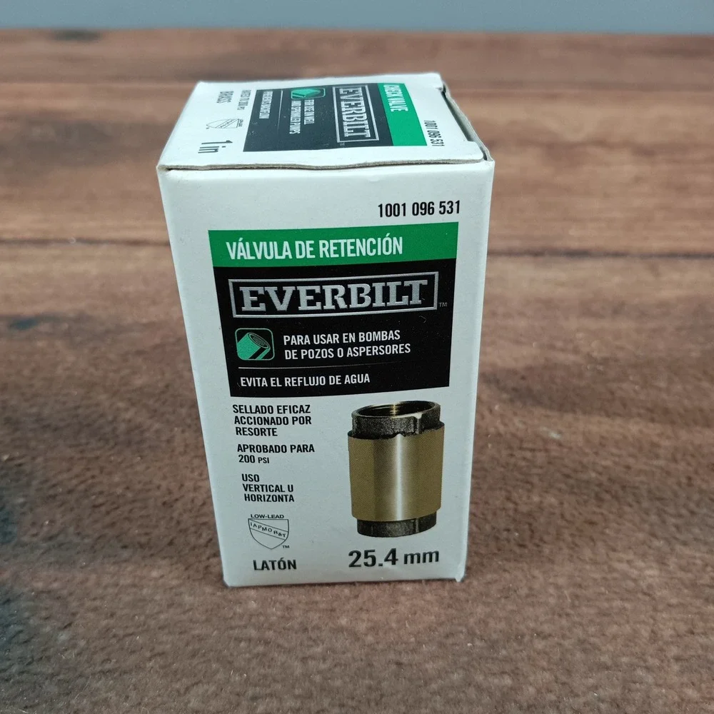 EVERBILT 1 Inch Brass Check Valve for Well and Sprinkler Pumps Rated to 200 PSI